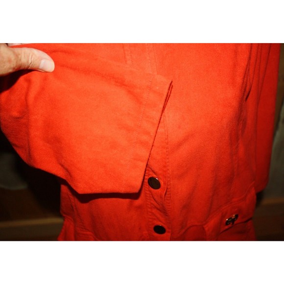 Onque Casual Red Velour Jacket Sz XL LS Shoulder Bands Snaps Pockets Dressy GUC - Picture 4 of 9